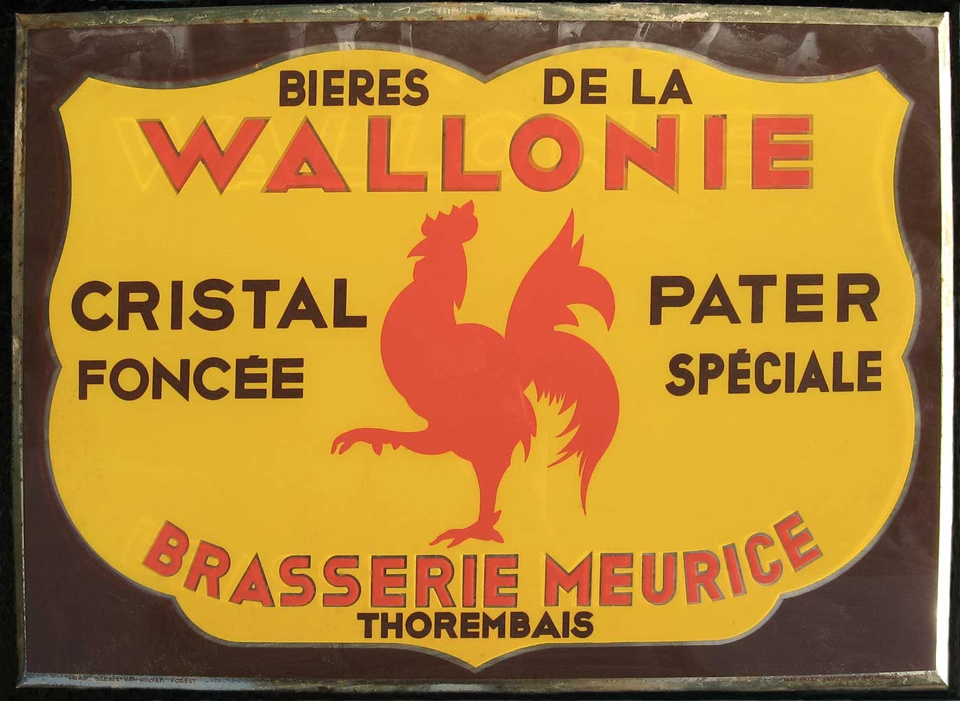 Ancienne enseigne de la brasserie Meurice à Thorembais